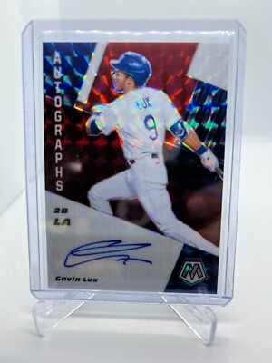 2021 Mosaic Gavin Lux Mosaic Prizm Autograph SP Fusion Red Blue #AM-GL Dodgers