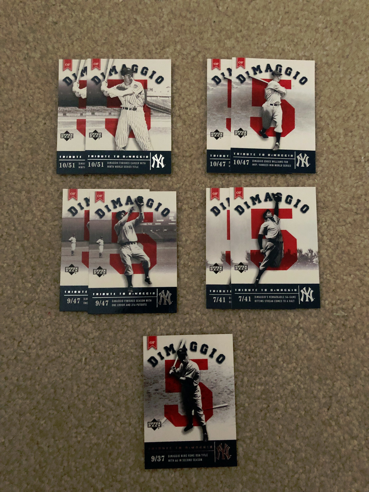 Lot of (10) 2002 Upper Deck Tribute To Joe DiMaggio #JD1055 Lot of (10) 2002 Upper Deck Tribute To Joe DiMaggio #JD1055