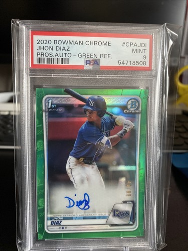 2020 Bowman Chrome Jhon Diaz Green Refractor Auto /99 PSA 9 2020 Bowman Chrome Jhon Diaz Green Refractor Auto /99 PSA 9