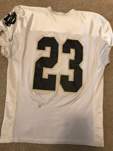 TEAM ISSUED USED NOTRE DAME FOOTBALL UNDER ARMOUR WHITE PRACTICE JERSEY #23