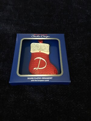 REGENT SQUARE STUDIO DESIGN D INITIAL ENAMEL PATTERN CHRISTMAS HOLIDAY ORNAMENT