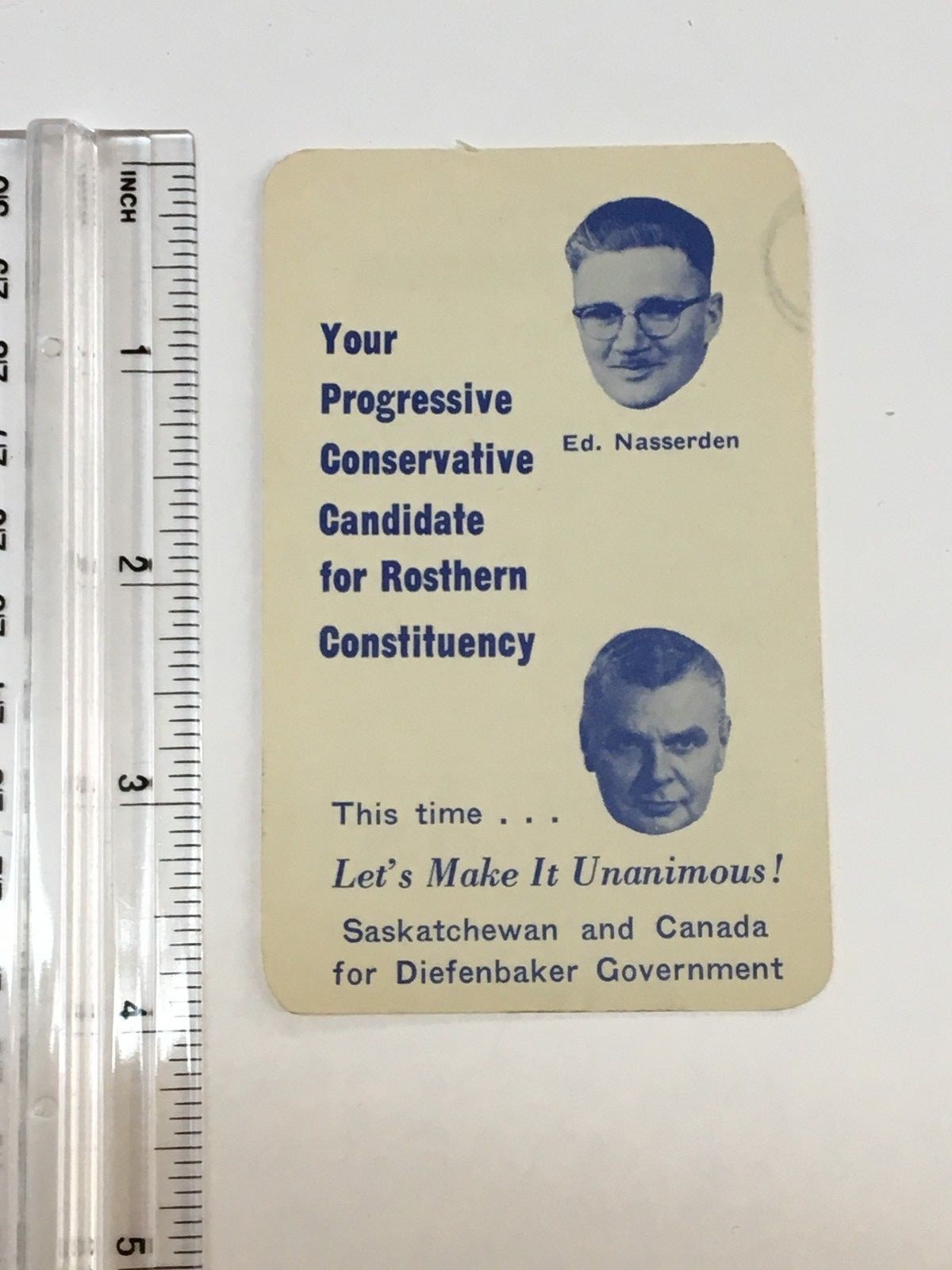 1958 John DIEFENBAKER Progressive Conservative Campaign card ROSTERN Sk