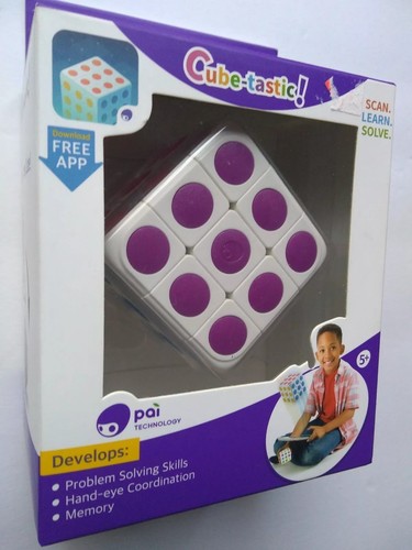 Cube Tastic 3x3 Puzzle Cube with IOS & Android App Brain Teaser Toy for Kids (F)