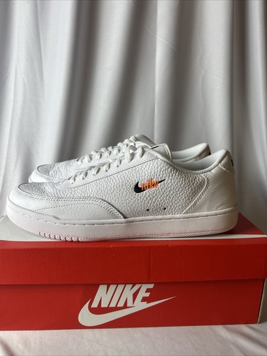 white & orange court vintage premium trainers