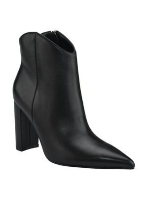 Женские кожаные ботильоны MARC FISHER Lezari с острым носком на блочном каблуке, черные, с подкладкой, 9 М