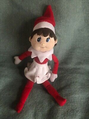Gently Used Plush Red & White ELF ON THE SHELF Girl Stuffed Character Doll –