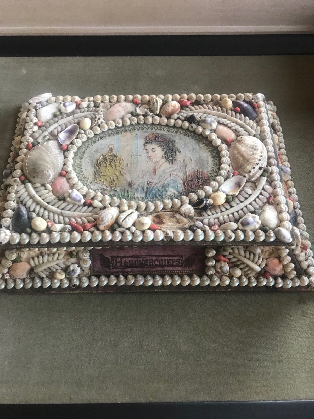 Antique 1800's Sailors Valentine Shell Decorated Box - Maritime Folk Art