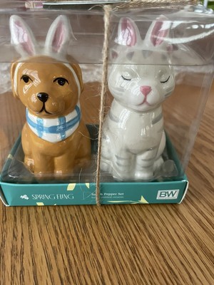 Easter Cat &  Dog Bunny Salt/ Pepper Shaker Collectible Decor Cute Spring