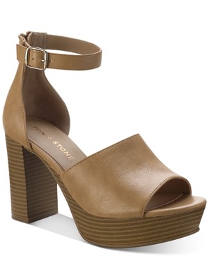 Женские коричневые босоножки на платформе 1-1/2 с массивным носком и каблуком-блоком от SUN STONE, 10 М