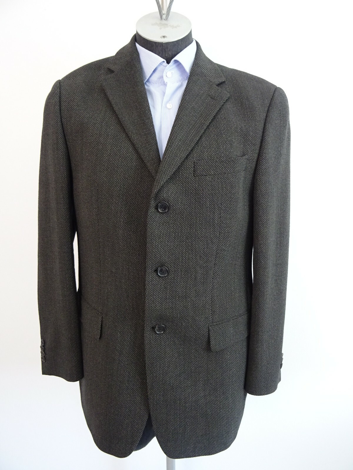 Rene Lezard Herren Sakko Jacke Gr 50 Schwarz Creme Micromuster 100 Wolle Ebay