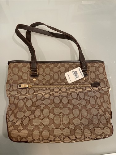 COACH HANDBAG F58282 OUTLINE SIGNATURE ZIP TOP TOTE Khaki