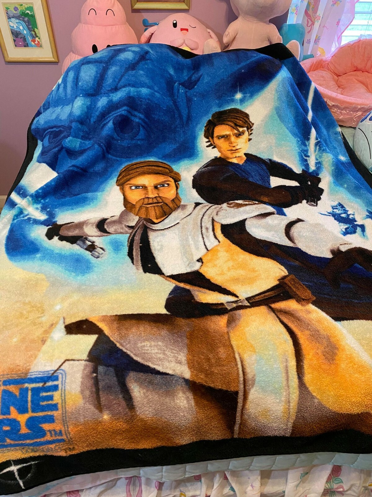 STAR WARS THE CLONE WARS Fleece Throw Blanket Skywalker Obi