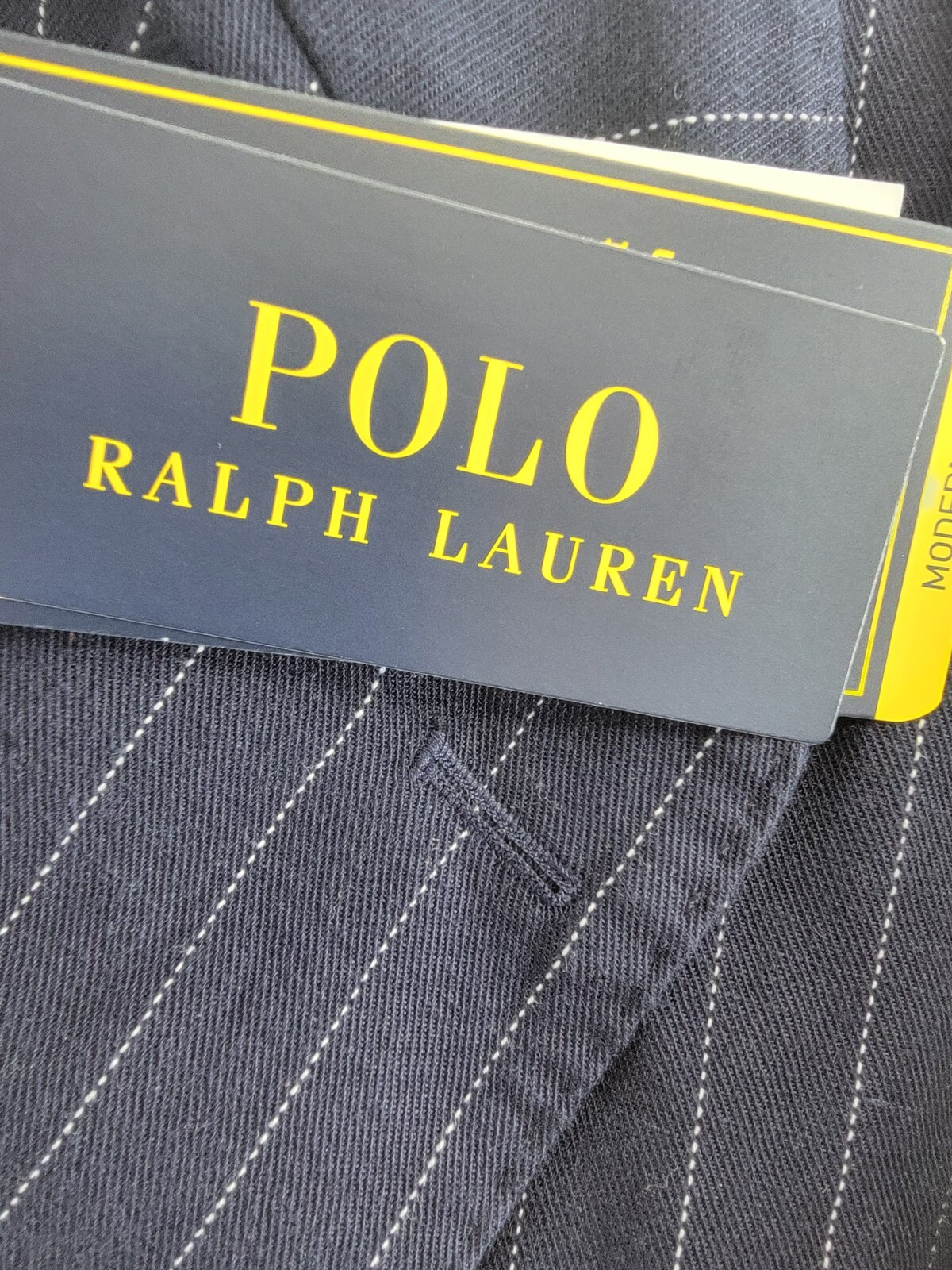Polo Ralph Lauren Soft Pinstriped Sport Coat Men's 46L Navy Linen Blend Pockets - Picture 19 of 20