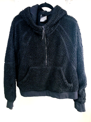 Lululemon Sherpa Half Zip Sweatshirt Black Hoodie Cropped Women's XL Vintage