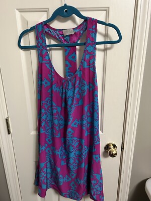 Alice & Trixie Racerback Geometric 100% Silk Dress Size Medium