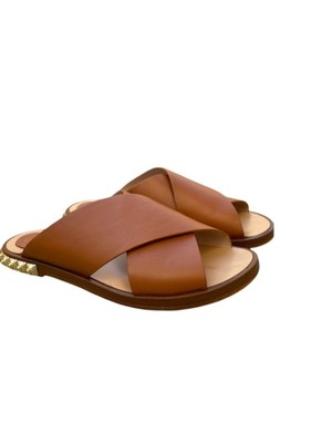 

STUART WEITZMAN Женские коричневые кожаные шлепанцы Rockrose Toe Slip On, Коричневый, YW28686