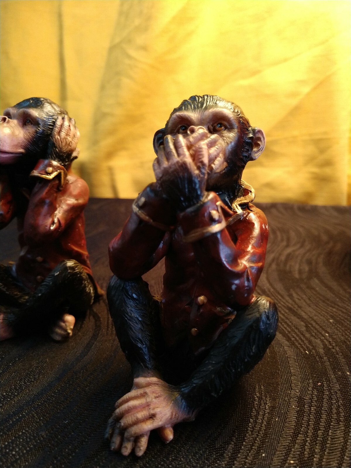 Antique set of three ceramic hear no evil, speak no evil, talk no evil monkey's