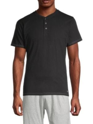 

MISTER Мужская Черная Рубашка Henley с Коротким Рукавом и Круглым Вырезом, Черный, MR-H007