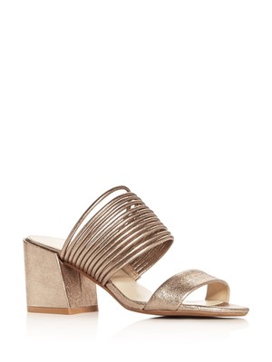 

KENNETH COLE Женские кожаные шлепанцы Gold Hannon с круглым носком на блочном каблуке без шнуровки 6 м, Золотой, KLH8045MB
