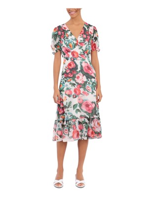 

LONDON TIMES Женское розовое вечернее платье миди с пышными рукавами и завышенной талией Petites, Розовый