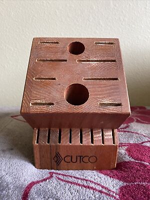 CUTCO Wooden Knife Block 18 Slot Solid Oak Finish Made in USA