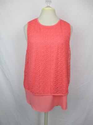 Apt. 9 Women's NWT Coral Lace Tank Chiffon Waist Line Lightweight Classic Large