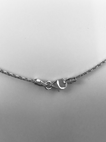 Pre-owned Jewelry By Paula Fine Solid 14k White Gold Sparkle Cable Wire Omega Collar Necklace 1 Mm