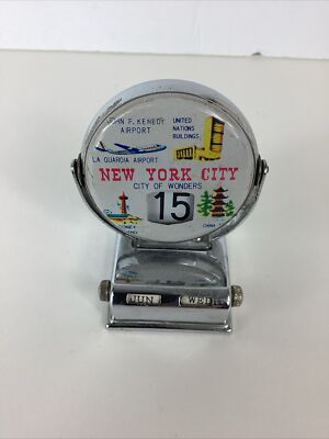 VTG Souvenir Perpetual Calendar NYC Statue Of Liberty JFK ,Coney Island,UN Japan