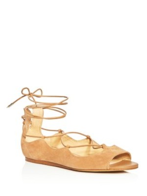 

SAM EDELMAN Женские бежевые кожаные балетки Camel Ghillie Barbara с открытой танкеткой 7,5 м, Бежевый, E8460L1