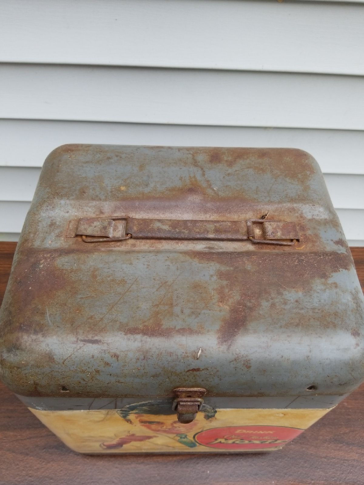 Moxie Soda Man Vintage Advertising Unique Metal Box Cooler
