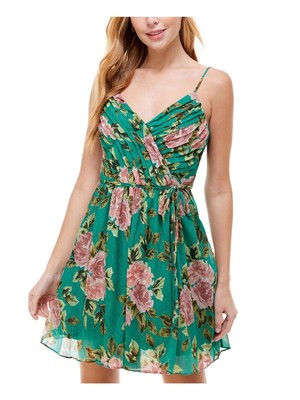 

CITY STUDIO Женское зеленое мини-платье на тонких бретельках + расклешенное платье для юниоров, Зеленый