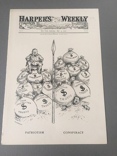 Harpers Weekly- Theodore Teddy Roosevelt Political Cartoon Reprint From 1930s