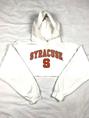Vintage Syracuse Hoodie White Orange Womens XL Cropped Sweatshirt VICTORY