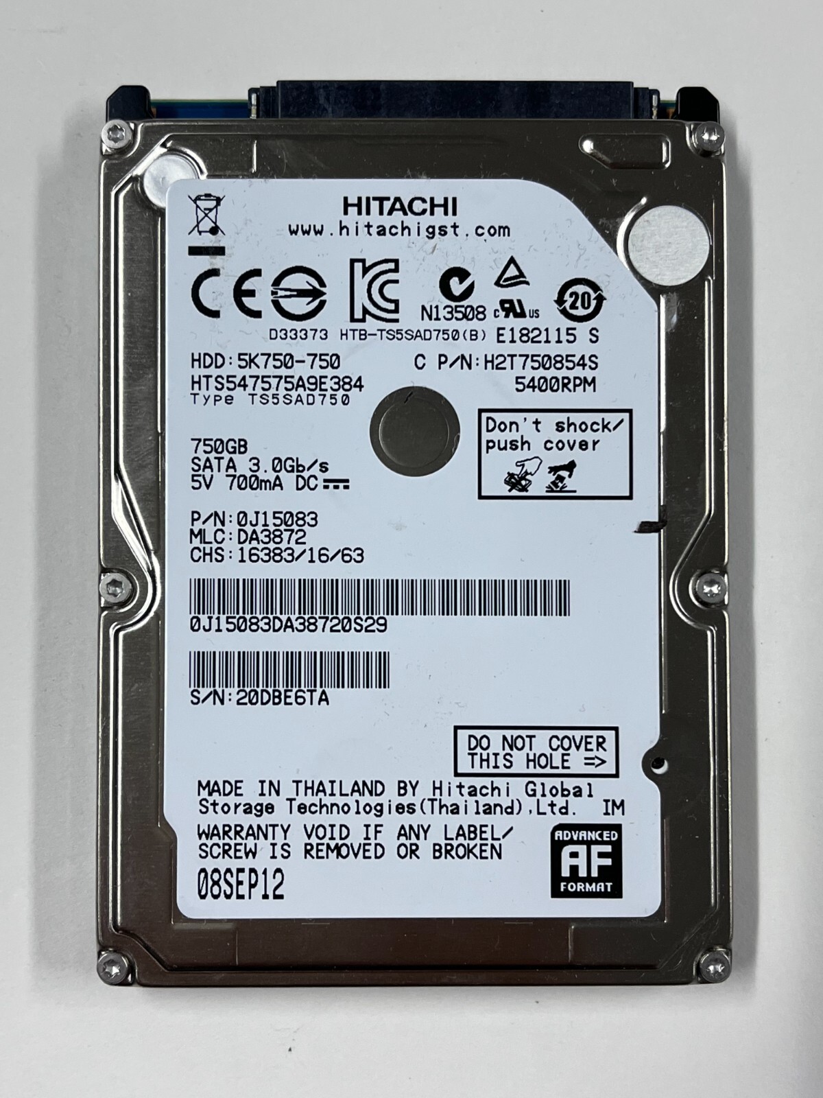 HDD 2個セット 750GB SATA 2.5インチ ノート用 中古