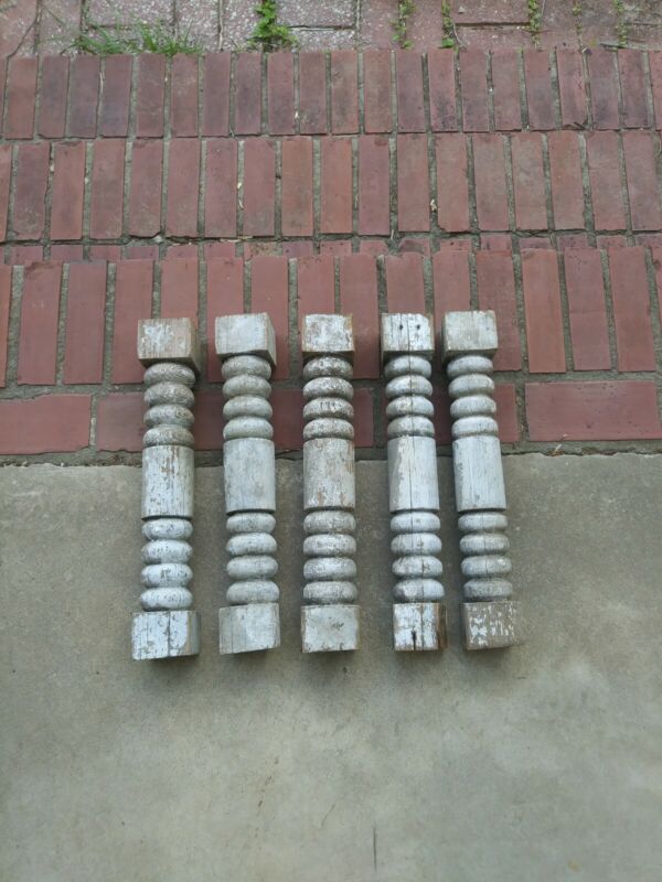 5 Vintage Architectural Salvage Wood Porch Balusters Spindles Distressed Chippy
