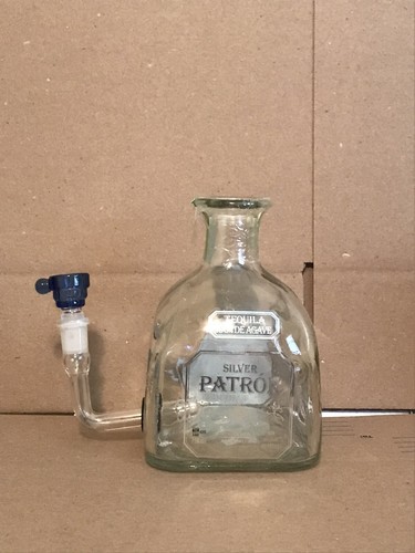 Silver Patron Tequila Liquor Bottle Bong Tobacco Hookah Water Pipe  Bubbler