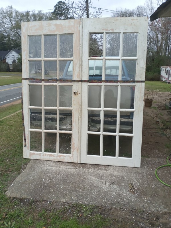antique heart pine french doors