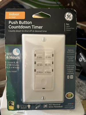 GE 15318 In-Wall Push Button Countdown Timer White Programmable. NEW. SEALED.