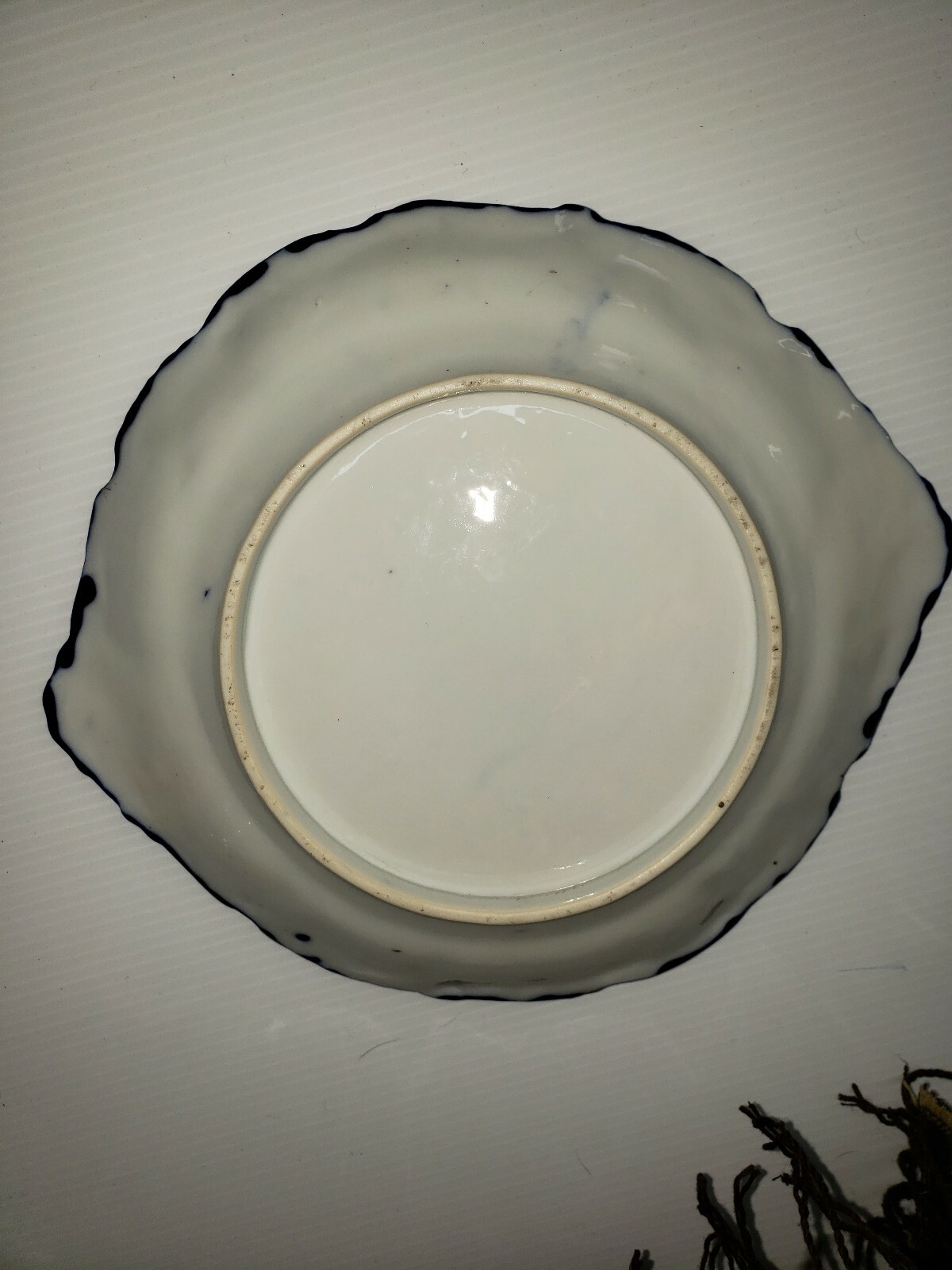 Hand Painted Gold Accent Flow Blue Handle Bowl