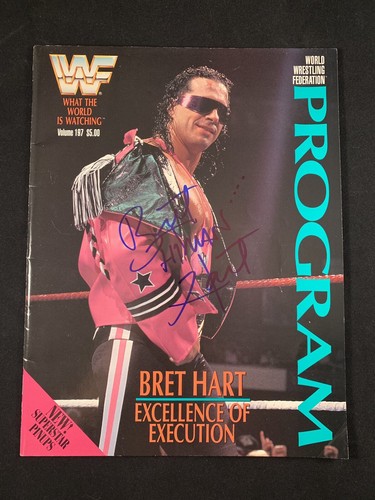 WWF WWE Program Volume 197 Autographed By Bret Hart + Ted DiBiase Million Dollar
