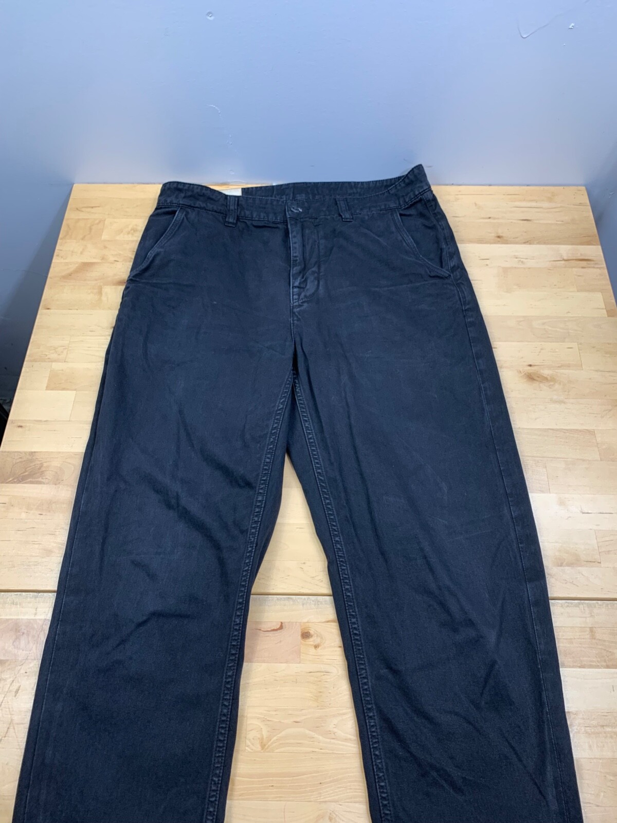 Nudie Jeans Lazy Leo Black Wash Pants 30x29 Casual Straight