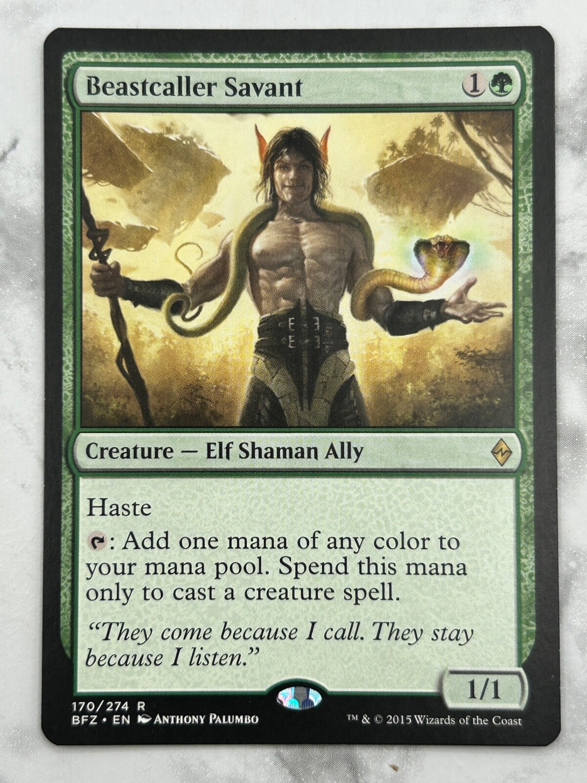Beastcaller Savant 1x FOIL BFZ MTG Battle for Zendikar Rare MINT green Beastcaller Savant 1x FOIL BFZ MTG Battle for Zendikar Rare MINT green