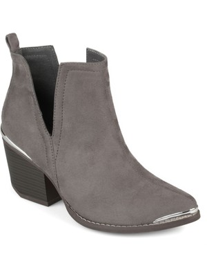 

JOURNEE COLLECTION Женские серые ботильоны Issla с миндалевидным носком на блочном каблуке без шнуровки, Серый, ISSLA BOOTIE