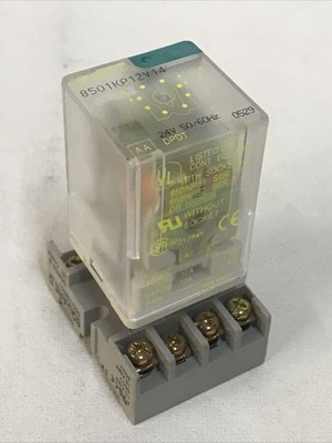 Square D 8501KP12V14 24V Relay 8501NR51 Ser B Base 10amp 600V 15amp 300V
