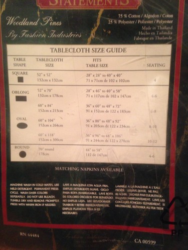 Vtg Holiday Home Statements Woodland Pines Pinecones Tablecloth 70