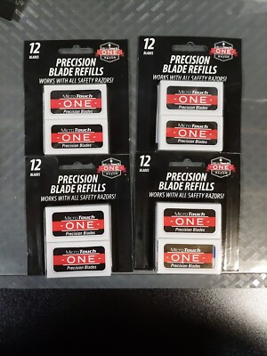4 Pks Micro Touch One Classic Safety Razor 12 Blades Each (48 Blades Total) #S7