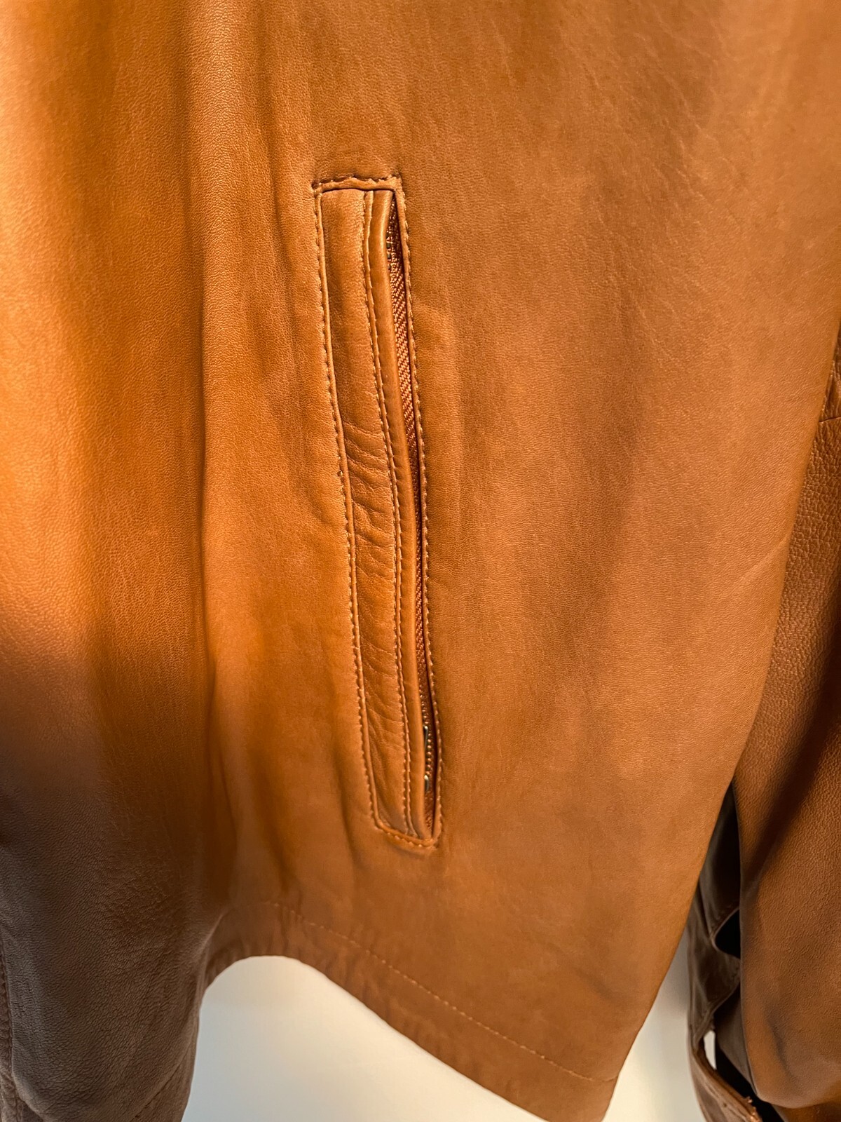 Pre-owned Tasso Elba Mens Leather Cafe Racer Jacket - Xl - Cognac Brown - W/tags