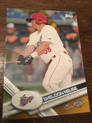 2017 Topps Pro Debut Jumbo 5x7 Sheldon Neuse Doubledays 179 #'d 02/10 Gold