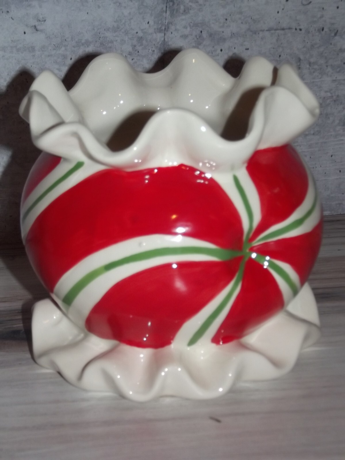 Burton & Burton Christmas Ceramic Peppermint Swirl Planter