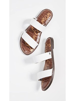 

SAM EDELMAN Женские белые кожаные шлепанцы без шнуровки с двойным ремешком и носком, 11 м, Белый, G4242S1